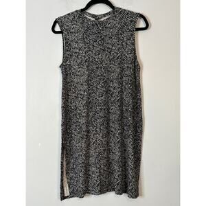 J. Jill Womens Chevron Print Sleeveless Tank Dress Winter Cozy Black White Small